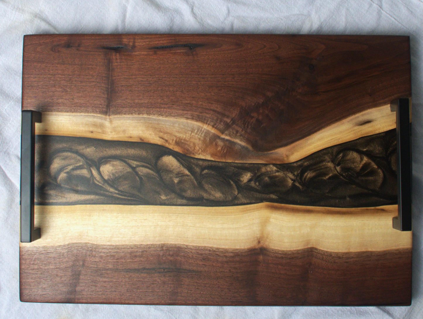 Walnut live-edge and Black epoxy Charcuterie Board
