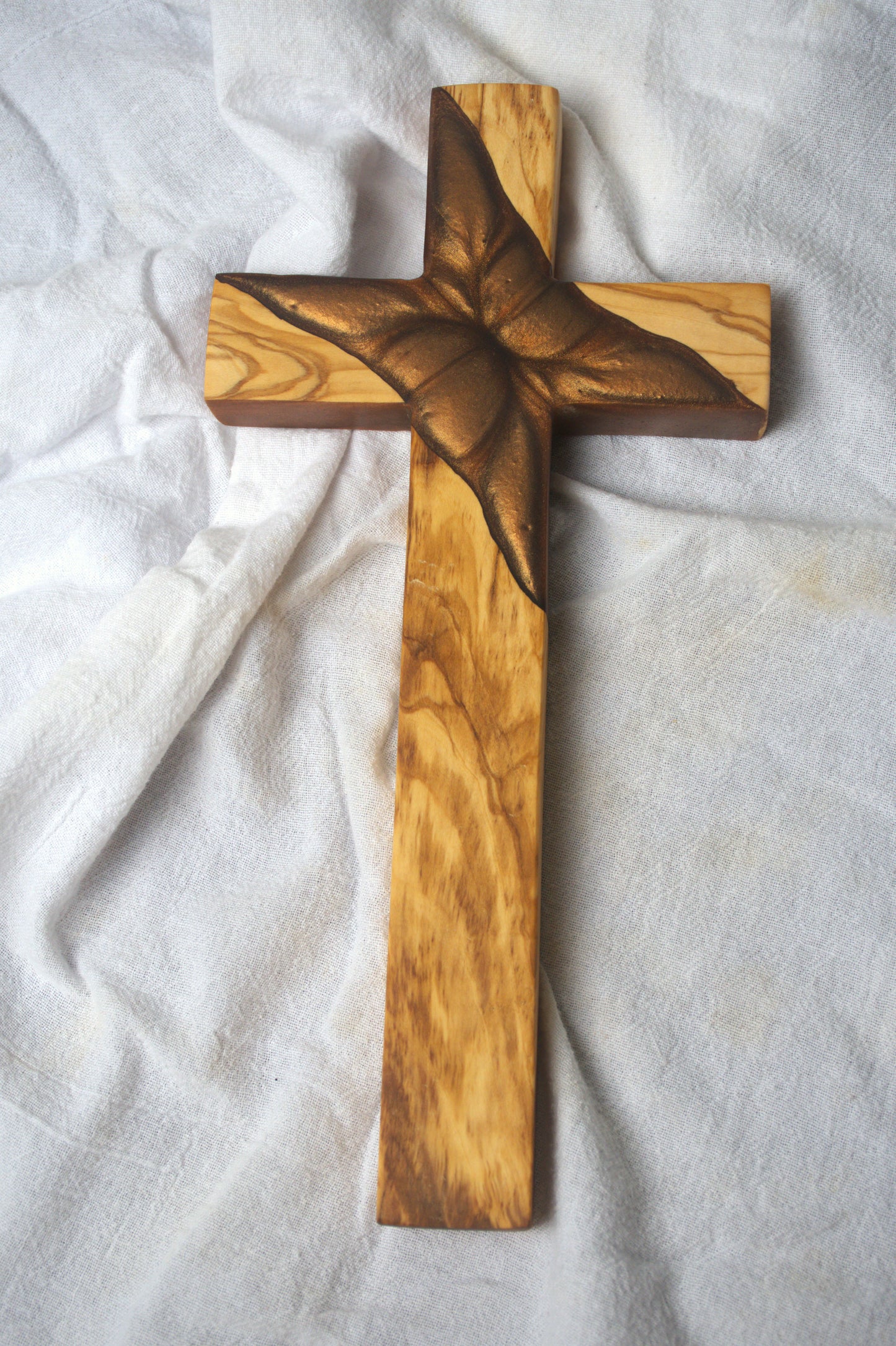 Olivewood and Copper Epoxy Cross