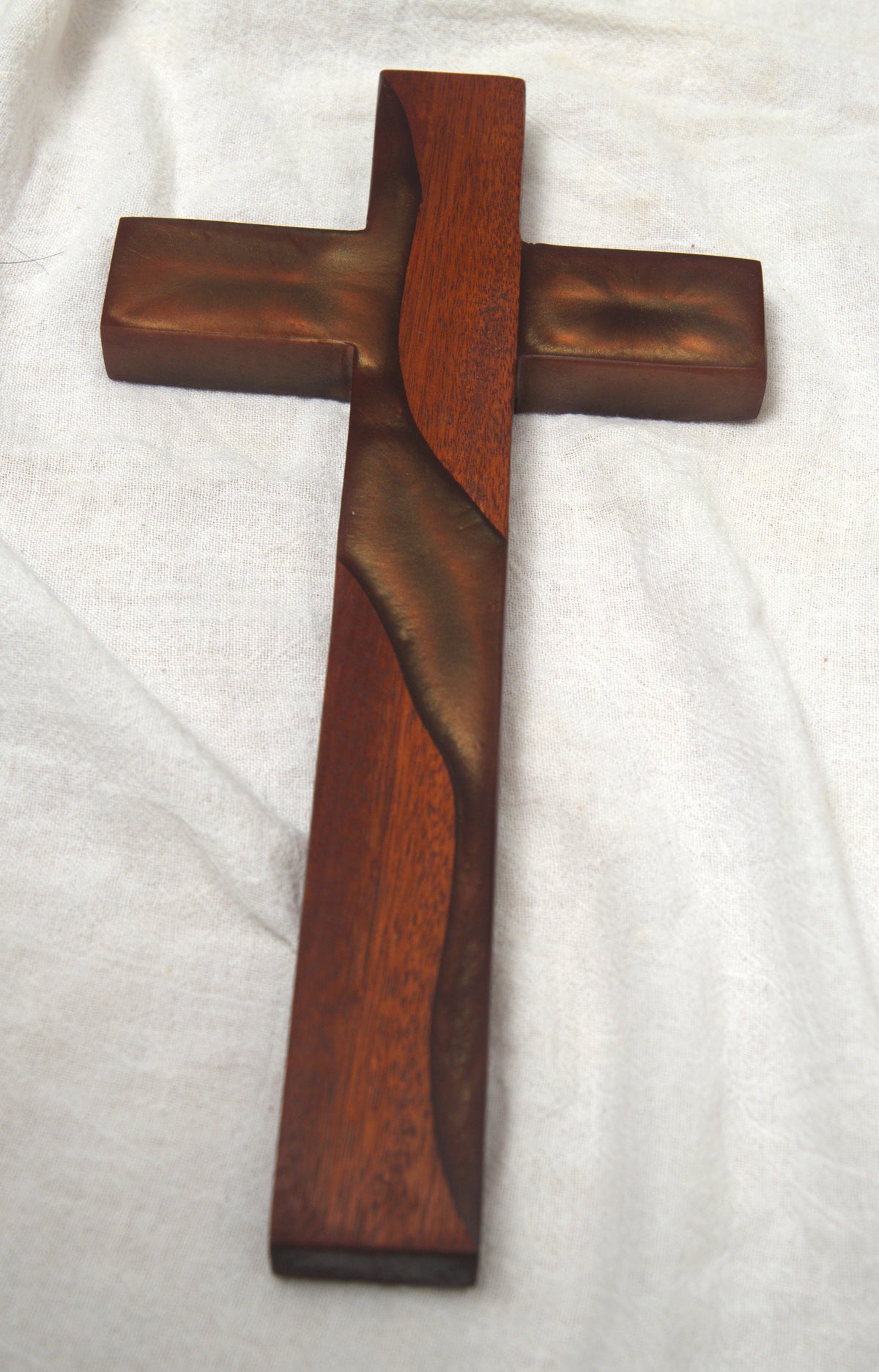 Cherry wood and Bronze Epoxy Cross