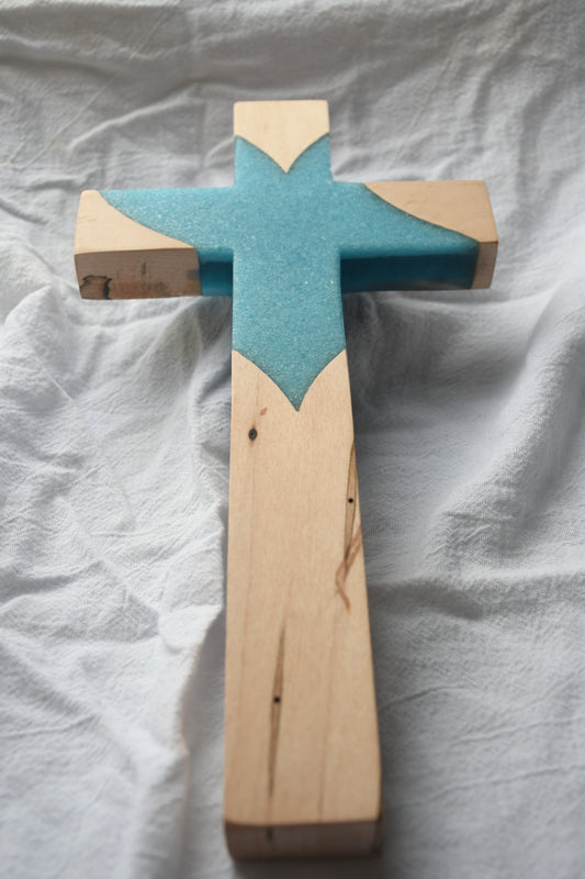 Ambrosia Maple and Teal epoxy Cross