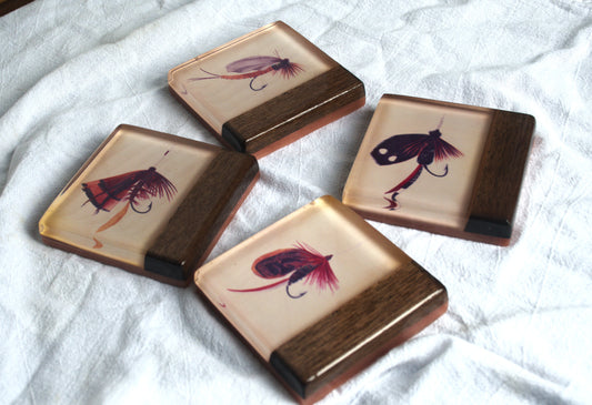Vintage Fly Lure Coaster set (1)