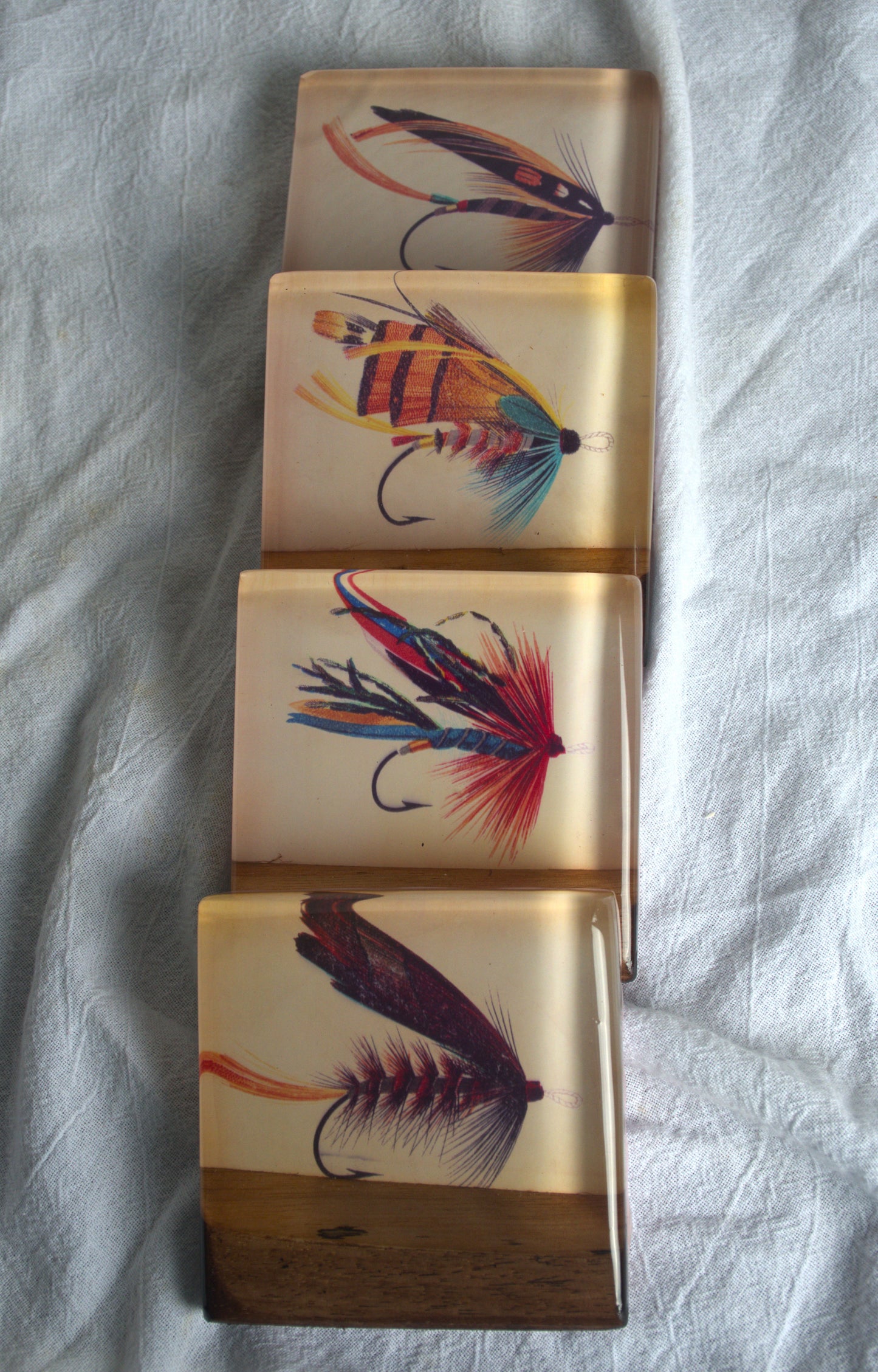 Vintage Fly Lure Coaster set (2)