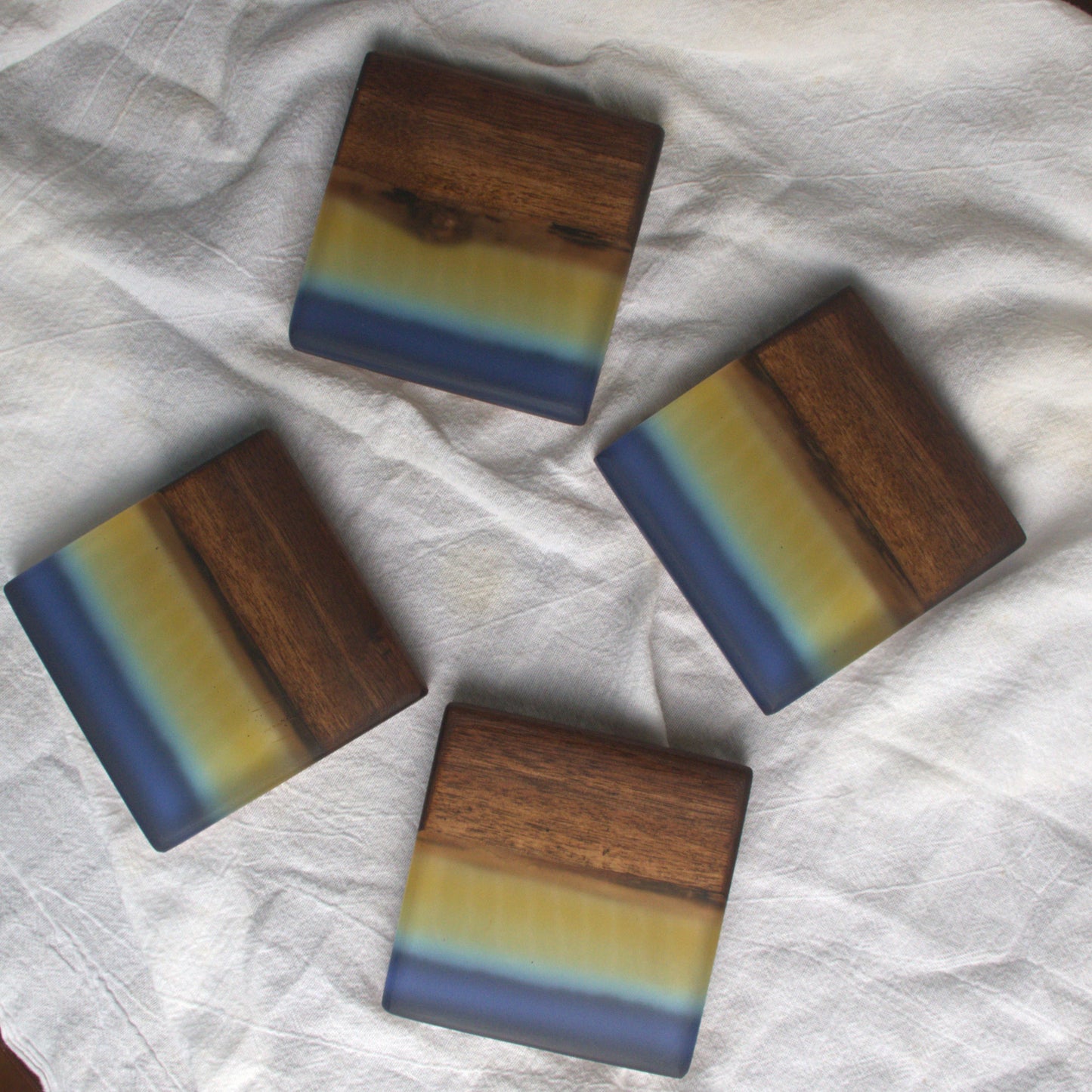 Yellowfin Tuna Walnut & Epoxy Coaster Set