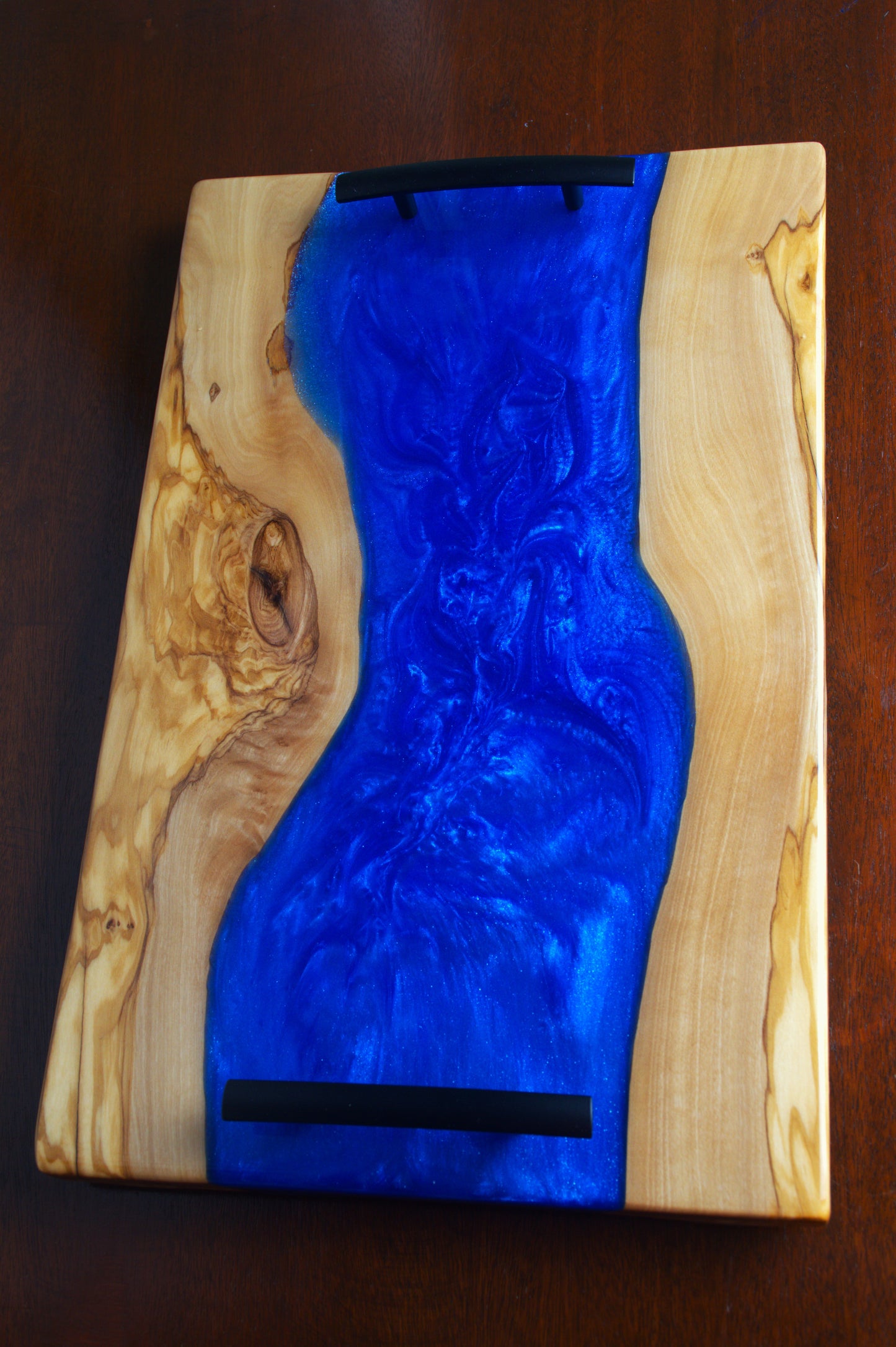 Olivewood and Epoxy Charcuterie Board w/handles