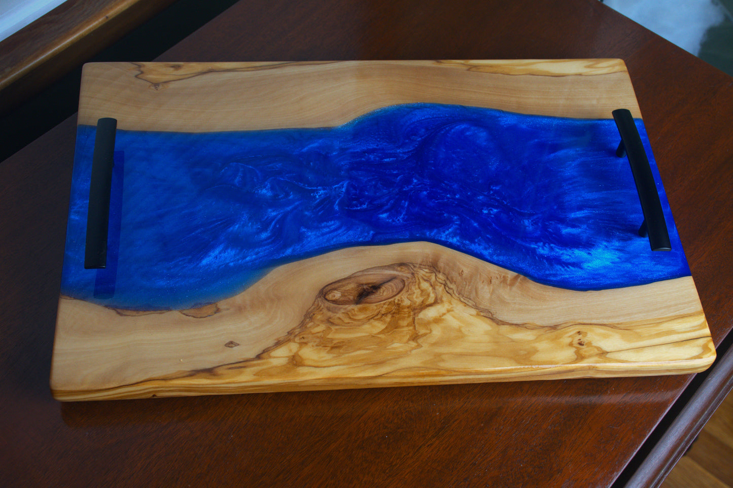 Olivewood and Epoxy Charcuterie Board w/handles