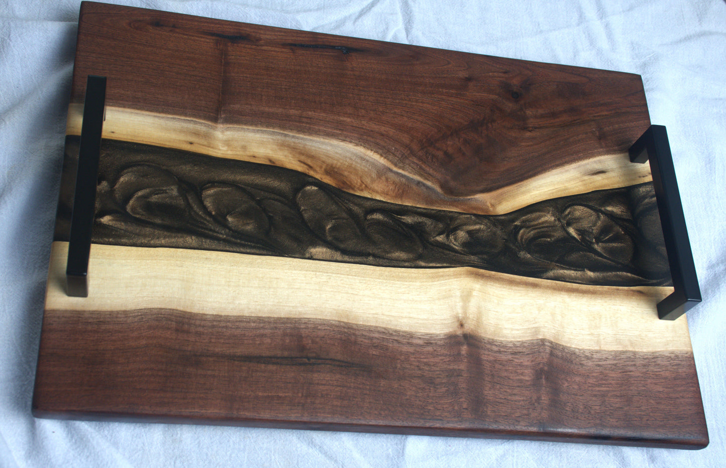 Walnut live-edge and Black epoxy Charcuterie Board