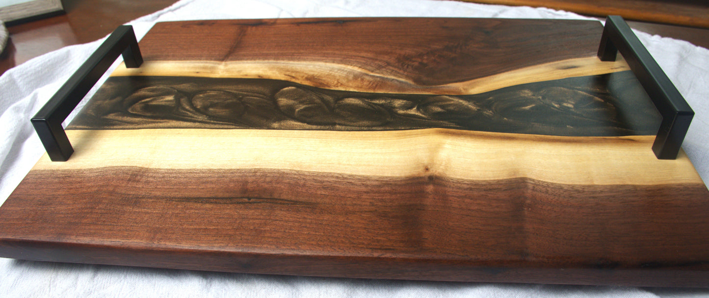 Walnut live-edge and Black epoxy Charcuterie Board
