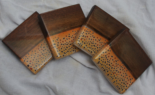 Brown Trout Walnut coaster set