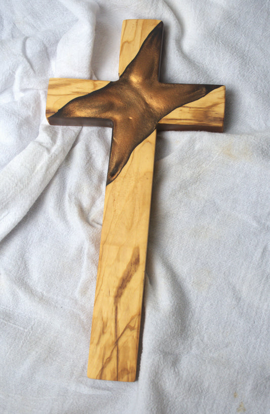 Olivewood and Copper Epoxy Cross