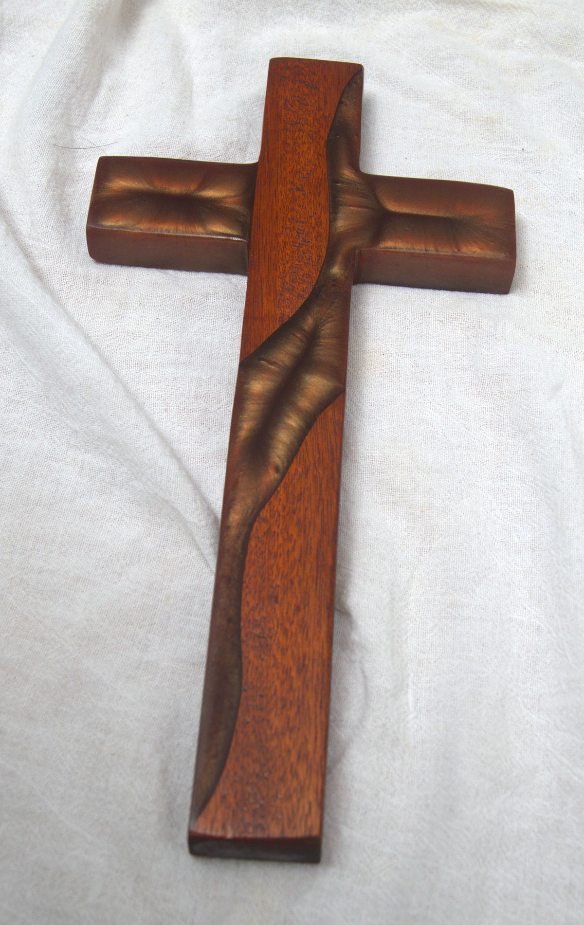 Cherry wood and Bronze Epoxy Cross