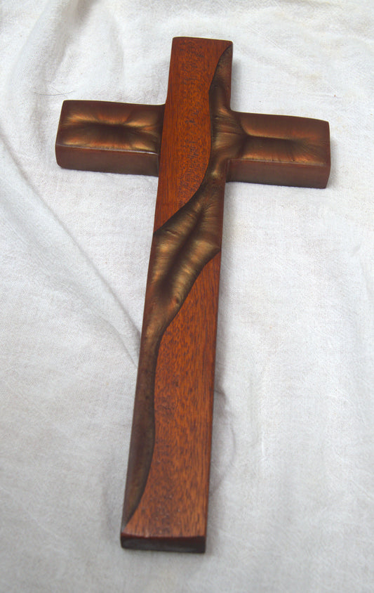 Cherry wood and Bronze Epoxy Cross