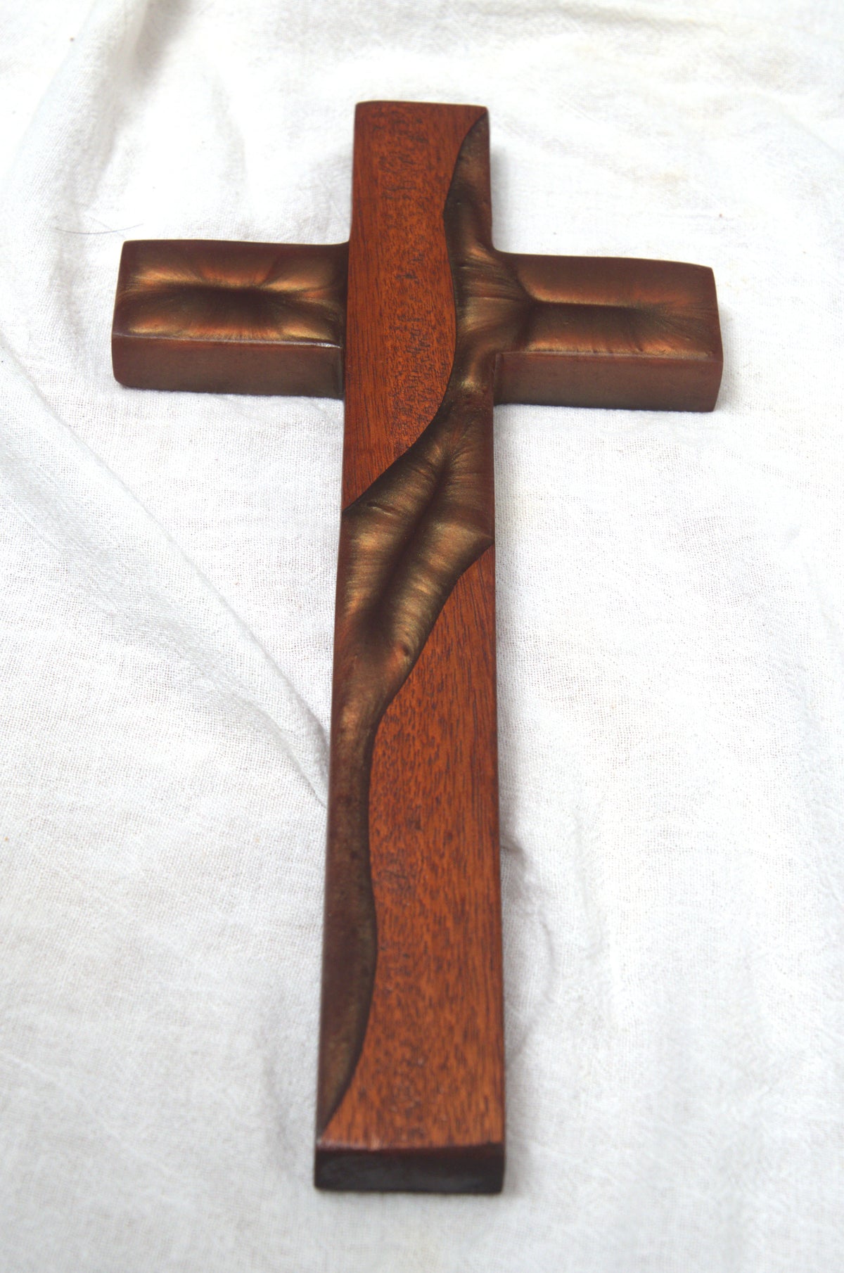 Cherry wood and Bronze Epoxy Cross