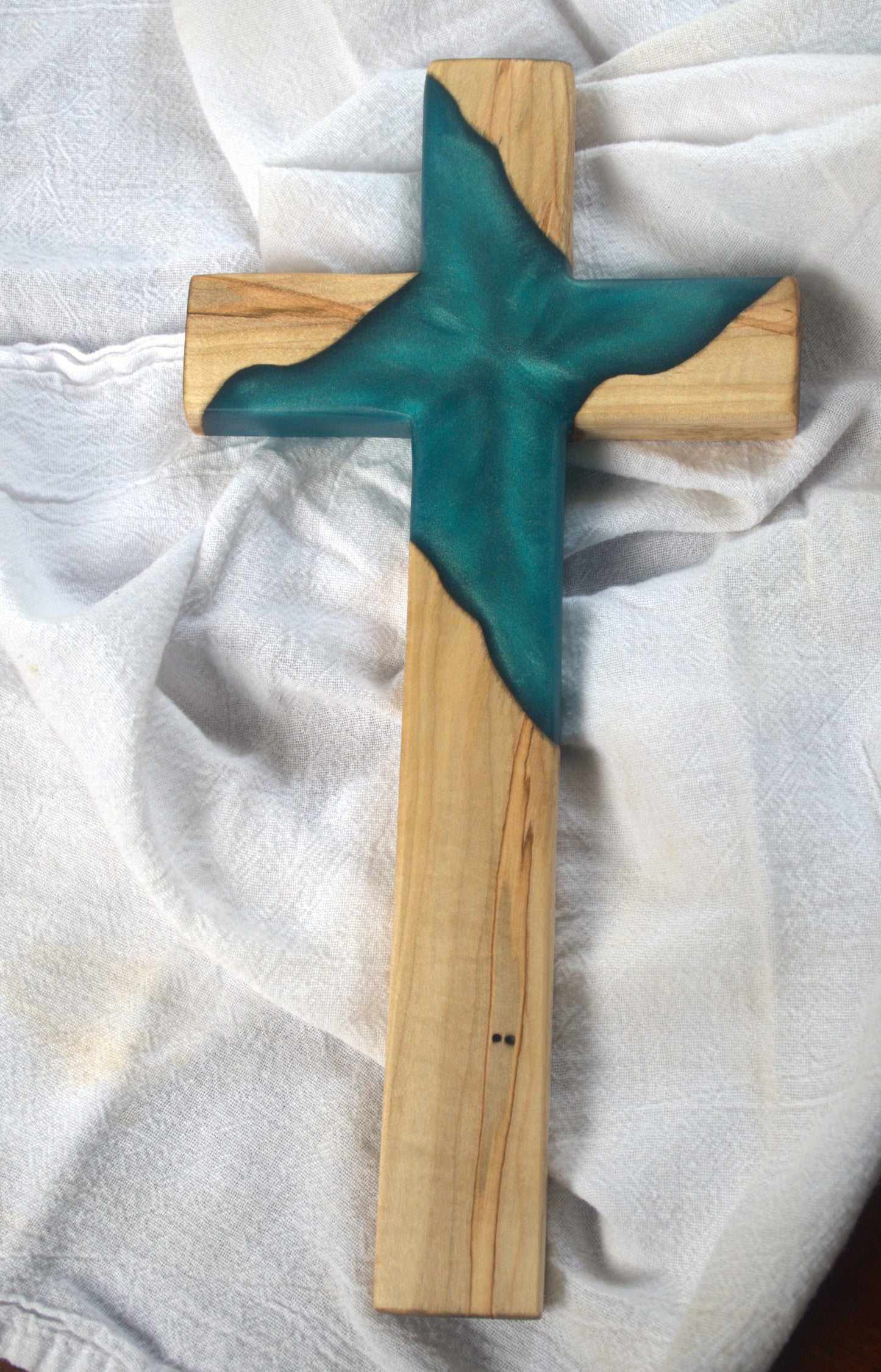Ambrosia Maple and Teal epoxy Cross