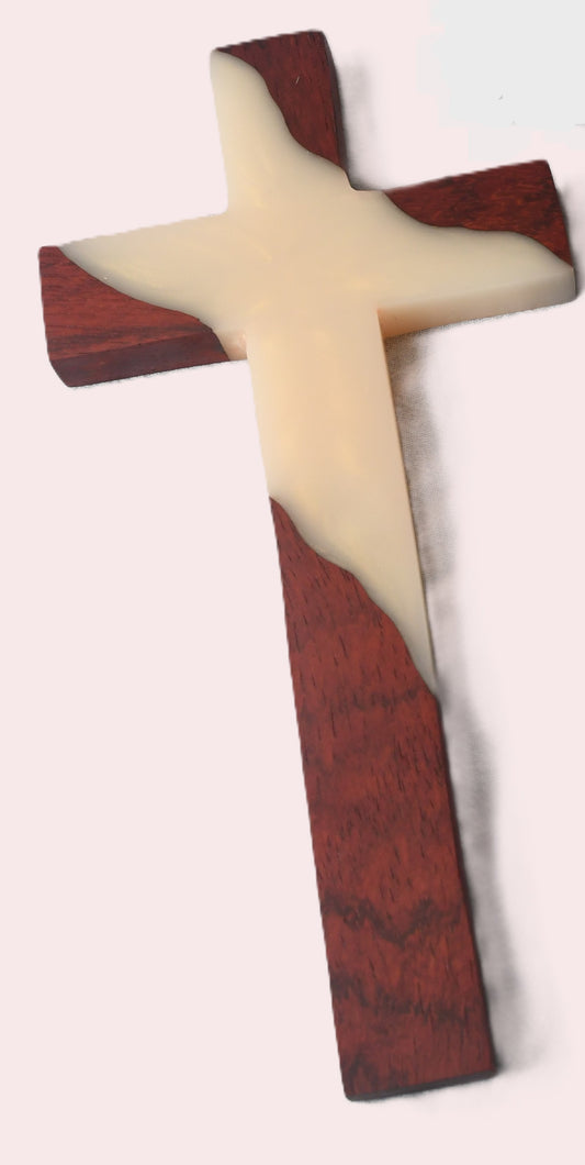 Padauk and White and Gold Epoxy Cross