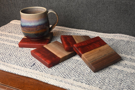 Live edge Wood and Epoxy coaster sets
