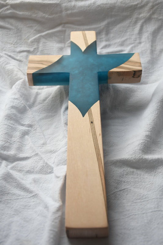 Ambrosia Maple and Teal epoxy Cross
