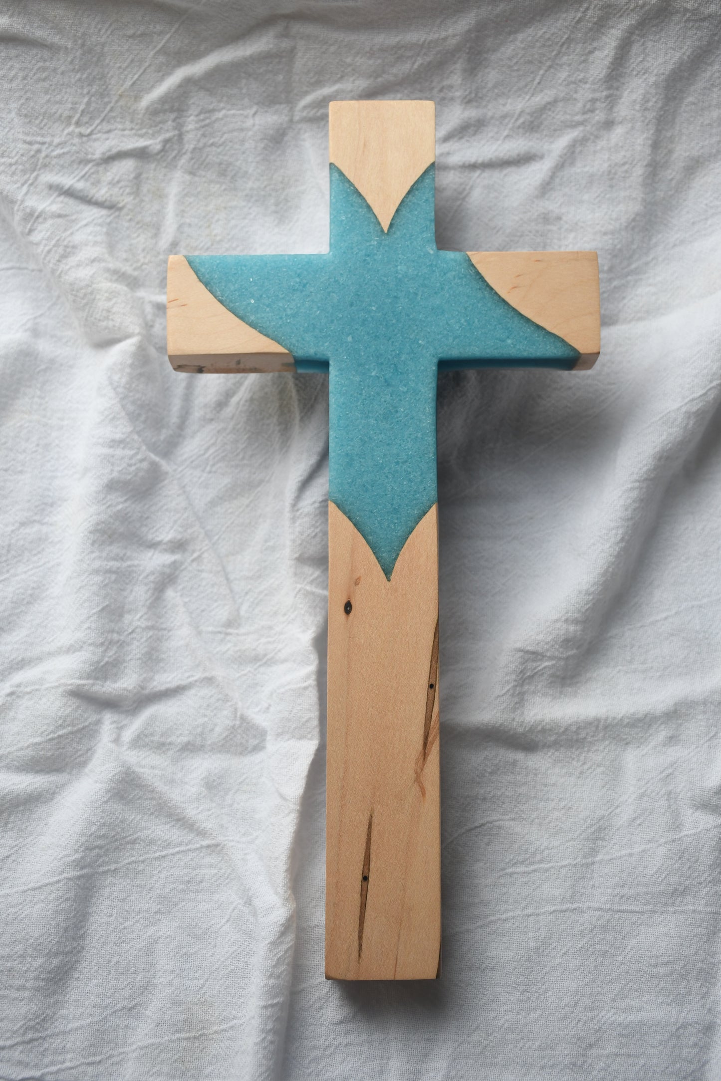Ambrosia Maple and Teal epoxy Cross