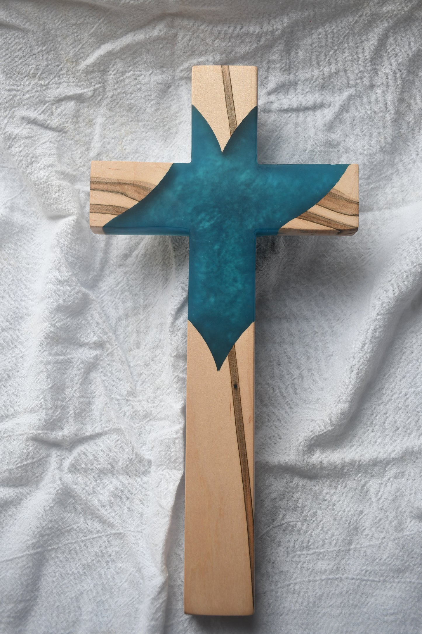 Ambrosia Maple and Teal epoxy Cross