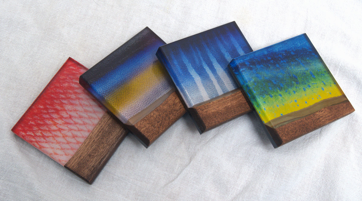 Saltwater Game Fish Walnut & Epoxy Coasters (Set 1)