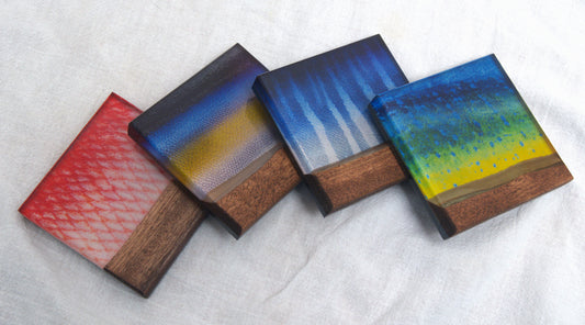Saltwater Game Fish Walnut & Epoxy Coasters (Set 1)