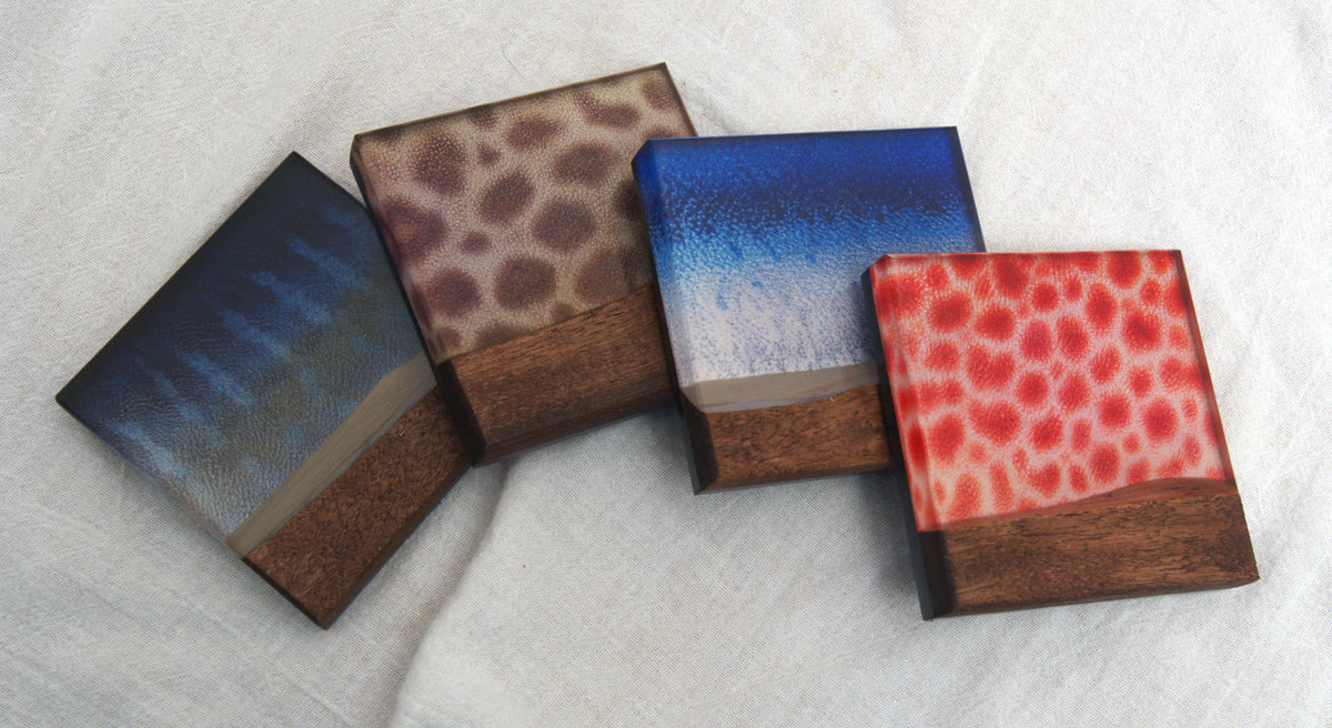 Saltwater Game Fish Walnut & Epoxy Coasters (Set 2)