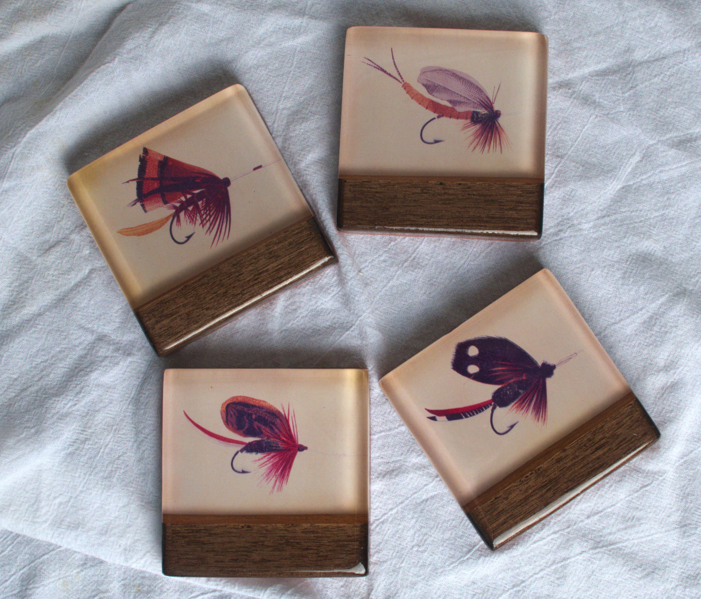 Vintage Fly Lure Coaster set (1)