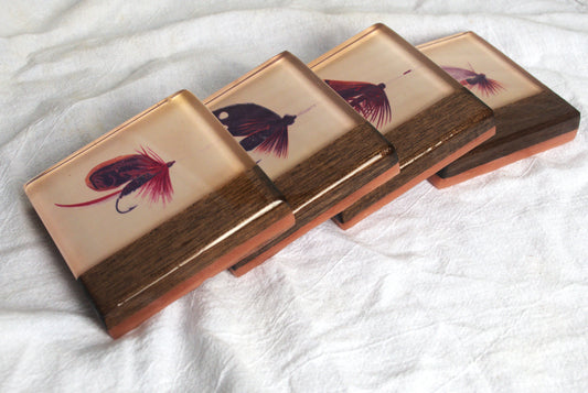 Vintage Fly Lure Coaster set (1)