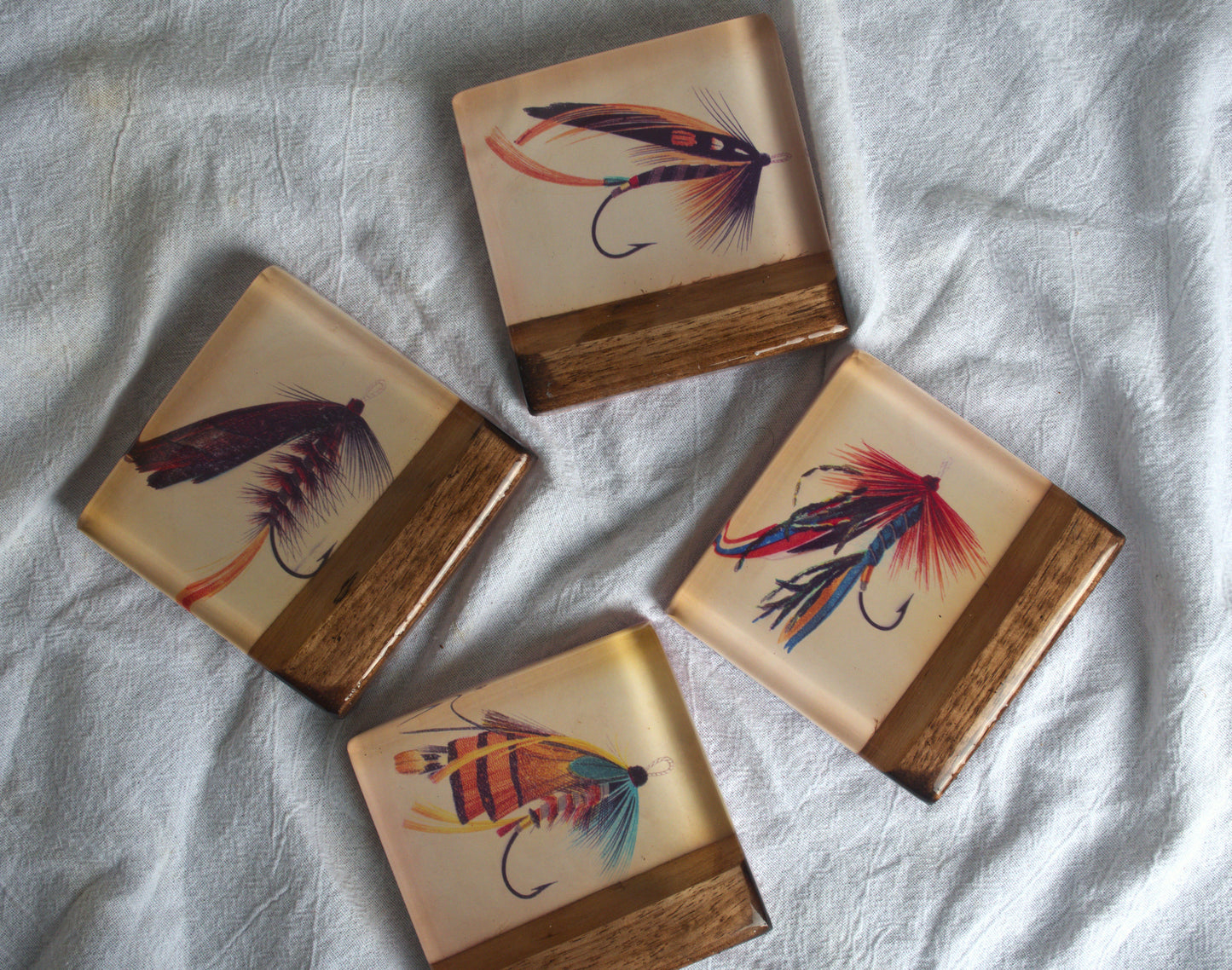Vintage Fly Lure Coaster set (2)