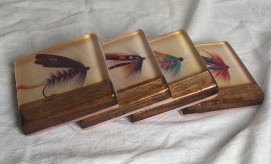 Vintage Fly Lure Coaster set (2)
