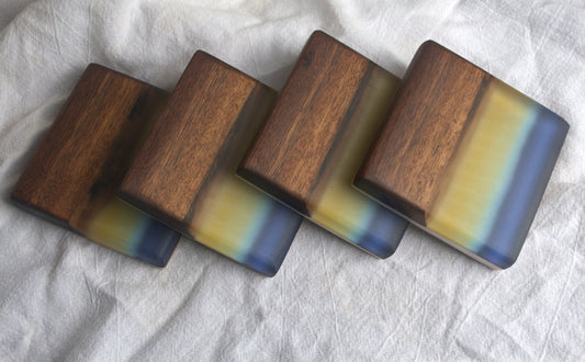 Yellowfin Tuna Walnut & Epoxy Coaster Set