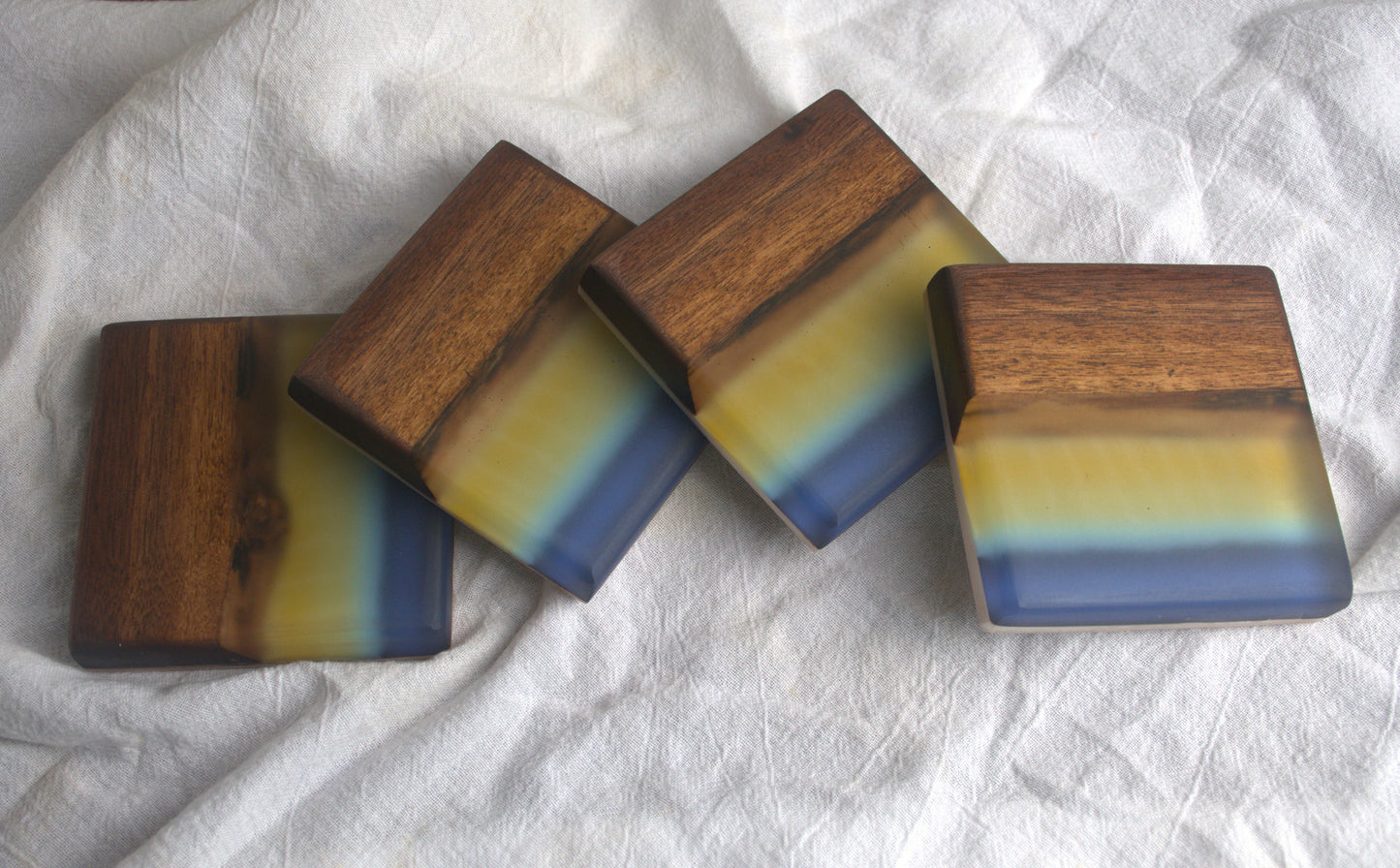 Yellowfin Tuna Walnut & Epoxy Coaster Set